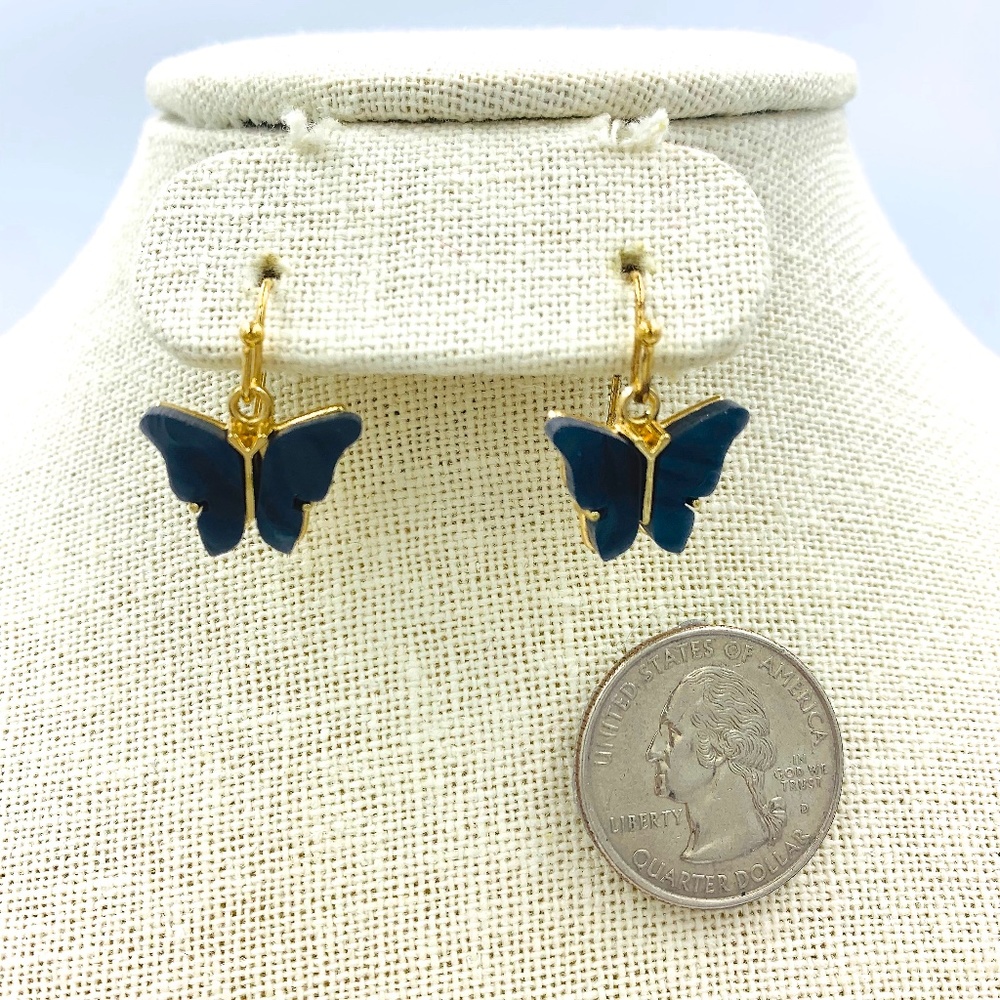 Butterfly Acrylic Dangle Earrings - Black